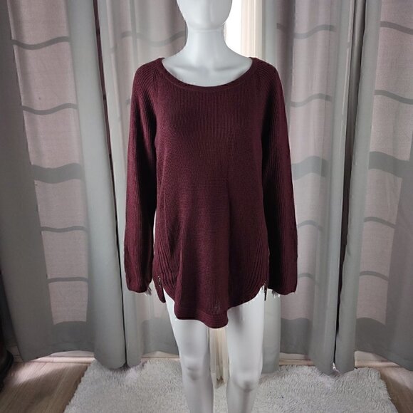 INC Womens Waffle Knit Side-Zip Pullover Purple Sweater Size XXL - Picture 1 of 11